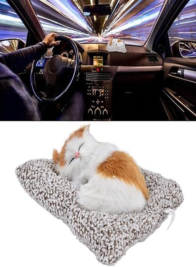 ELOTES Cute Sleeping Cat Plush Toy with Meow Sound,Car Dashboard Accessories,Super Soft Stuffed Animal on Grey Mat Home Decor Office Desk showpiece Hand Toy Gift for Kids Boys,Girls & Girlfriend - Image 5